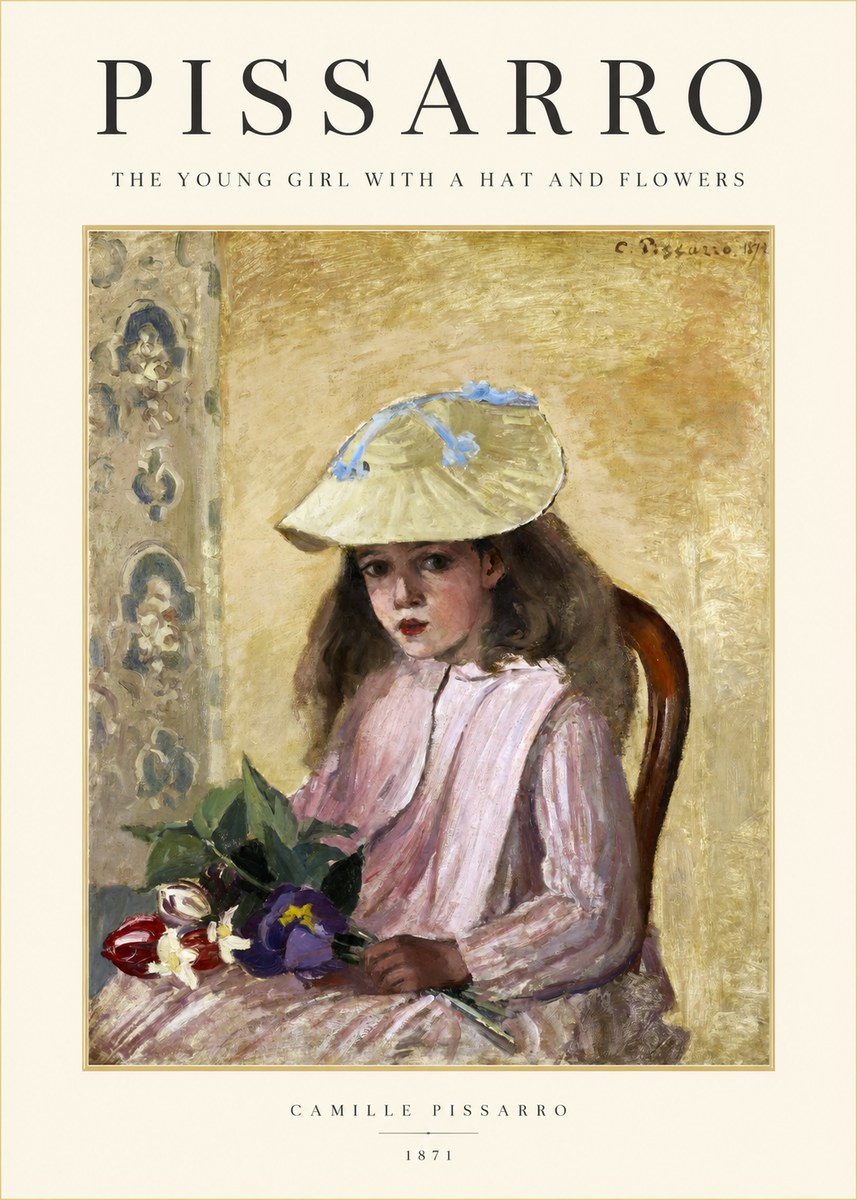 Pissarro The Young Girl with a Hat and Flowers No1 - Juliste