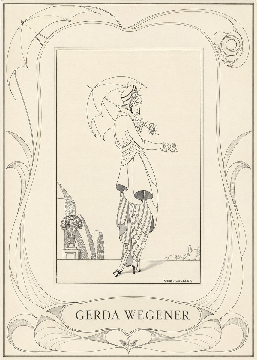 Gerda Wegener Elegant Figure with Parasol No3 - Juliste