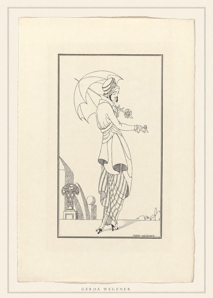 Gerda Wegener Elegant Figure with Parasol No4 - Juliste