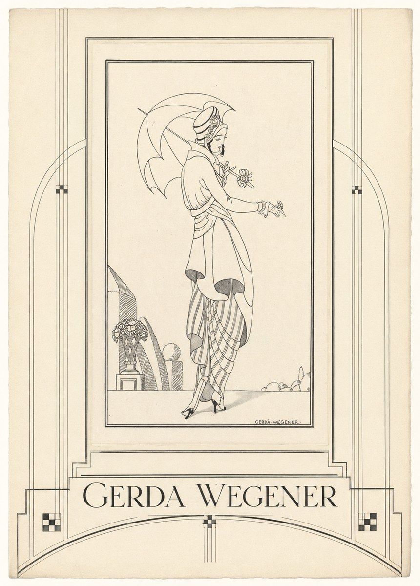Gerda Wegener Elegant Figure with Parasol No6 - Juliste