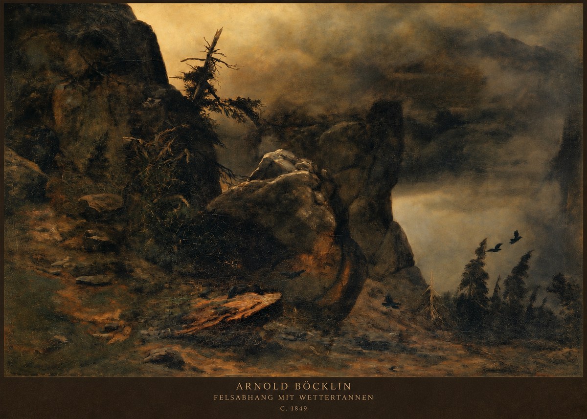 Arnold Böcklin Felsabhang Mit Wettertannen No2 - Juliste