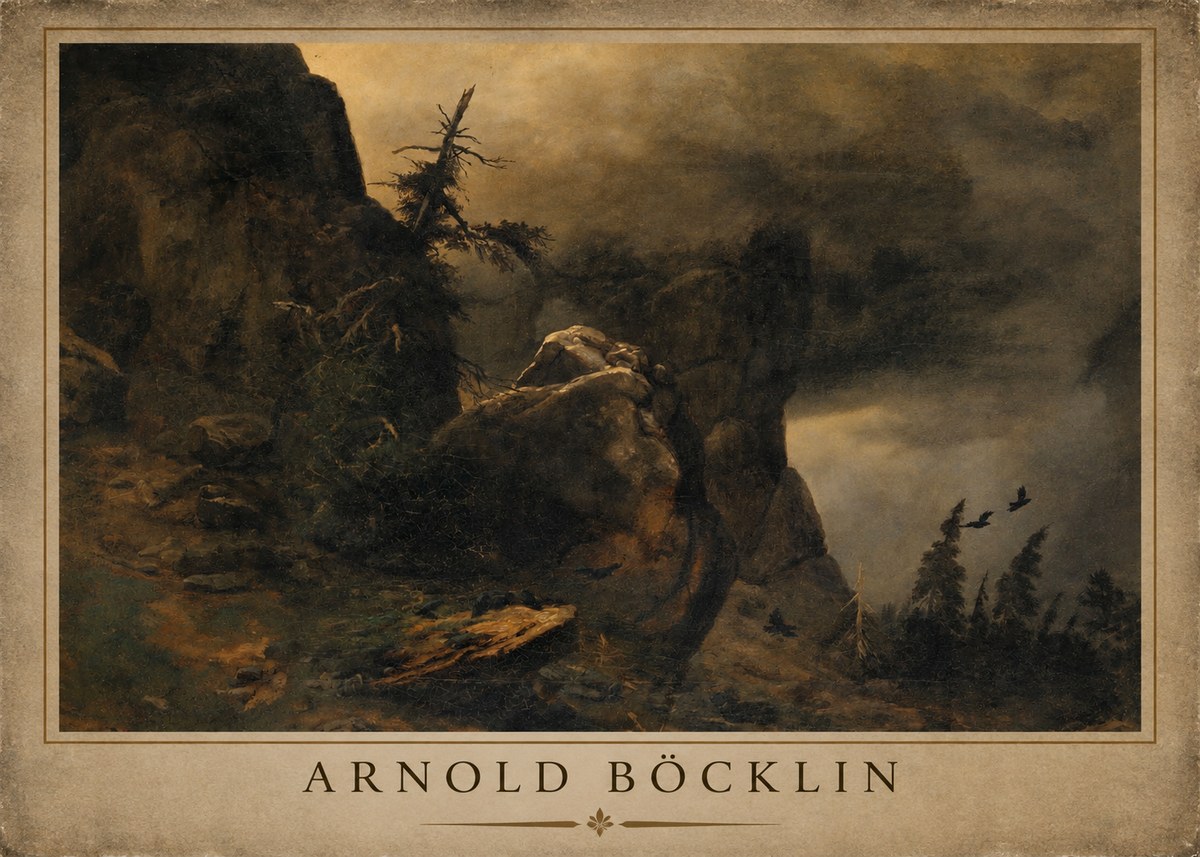Arnold Böcklin Felsabhang Mit Wettertannen No3 - Juliste