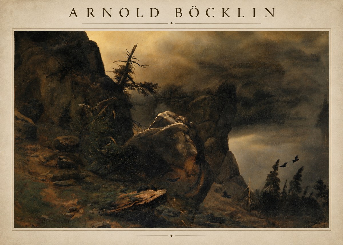 Arnold Böcklin Felsabhang Mit Wettertannen No4 - Juliste