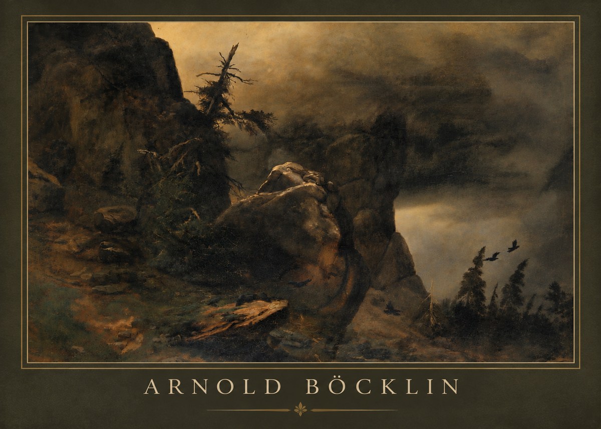 Arnold Böcklin Felsabhang Mit Wettertannen No5 - Juliste