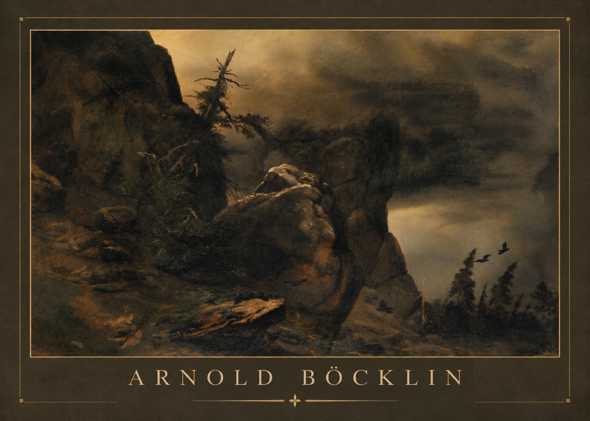 Arnold Böcklin Felsabhang Mit Wettertannen No6 - Juliste