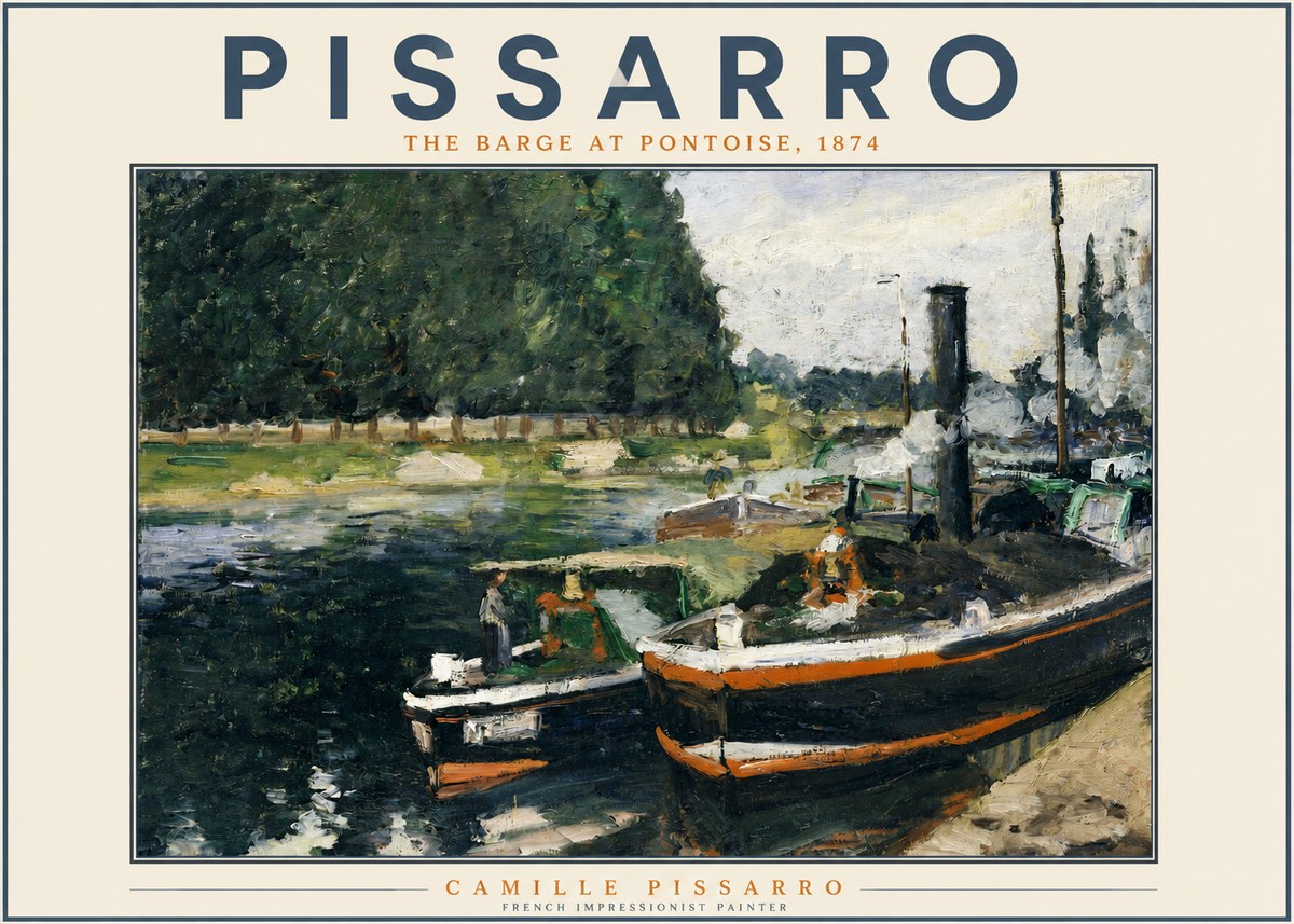 Pissarro The Barge at Pontoise, 1874 No2 - Juliste