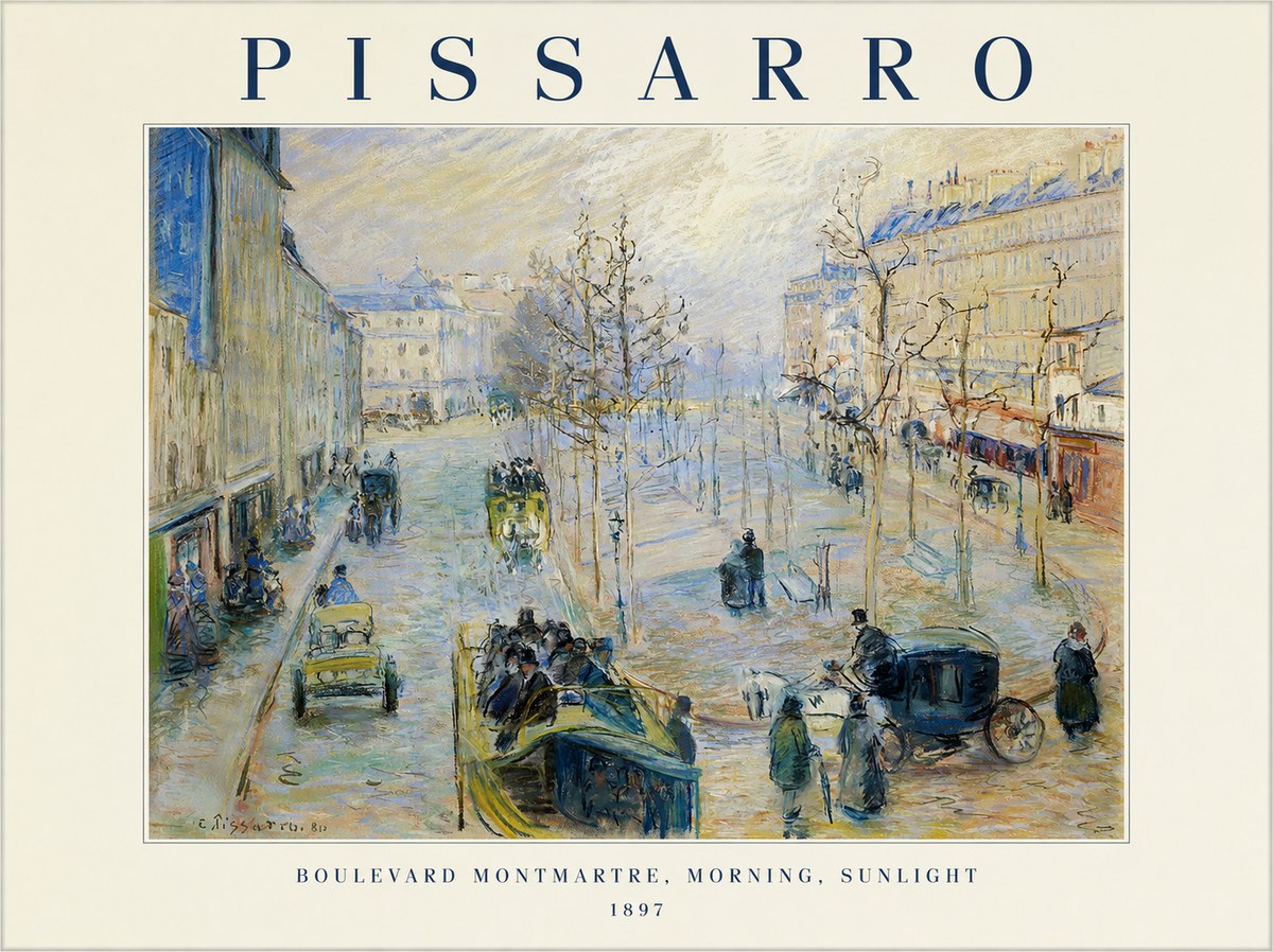 Pissarro Boulevard Montmartre, Morning, Sunlight I No1 - Juliste