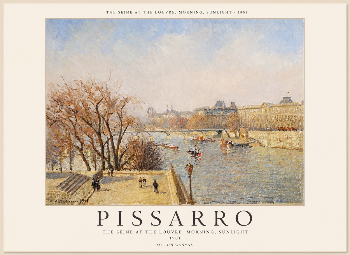 Pissarro The Seine at the Louvre, Morning, Sunlight - 1901 No1 - Juliste