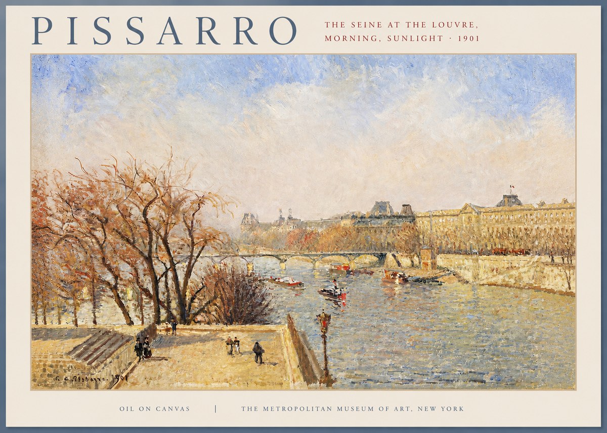 Pissarro The Seine at the Louvre, Morning, Sunlight - 1901 No2 - Juliste