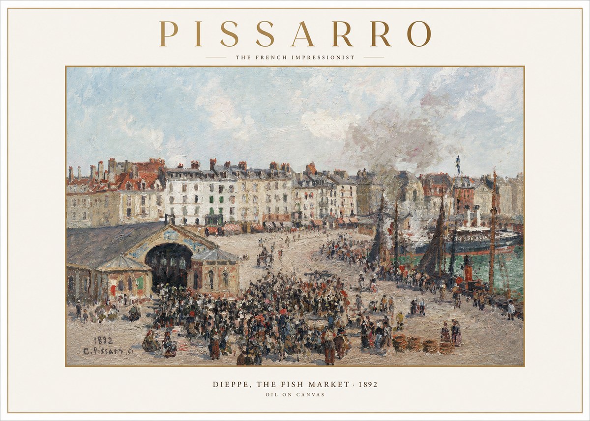 Pissarro Dieppe, the Fish Market No1 - Juliste