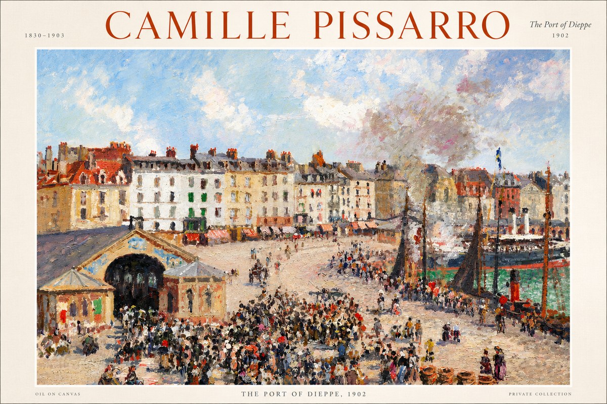 Pissarro Dieppe, the Fish Market No3 - Juliste