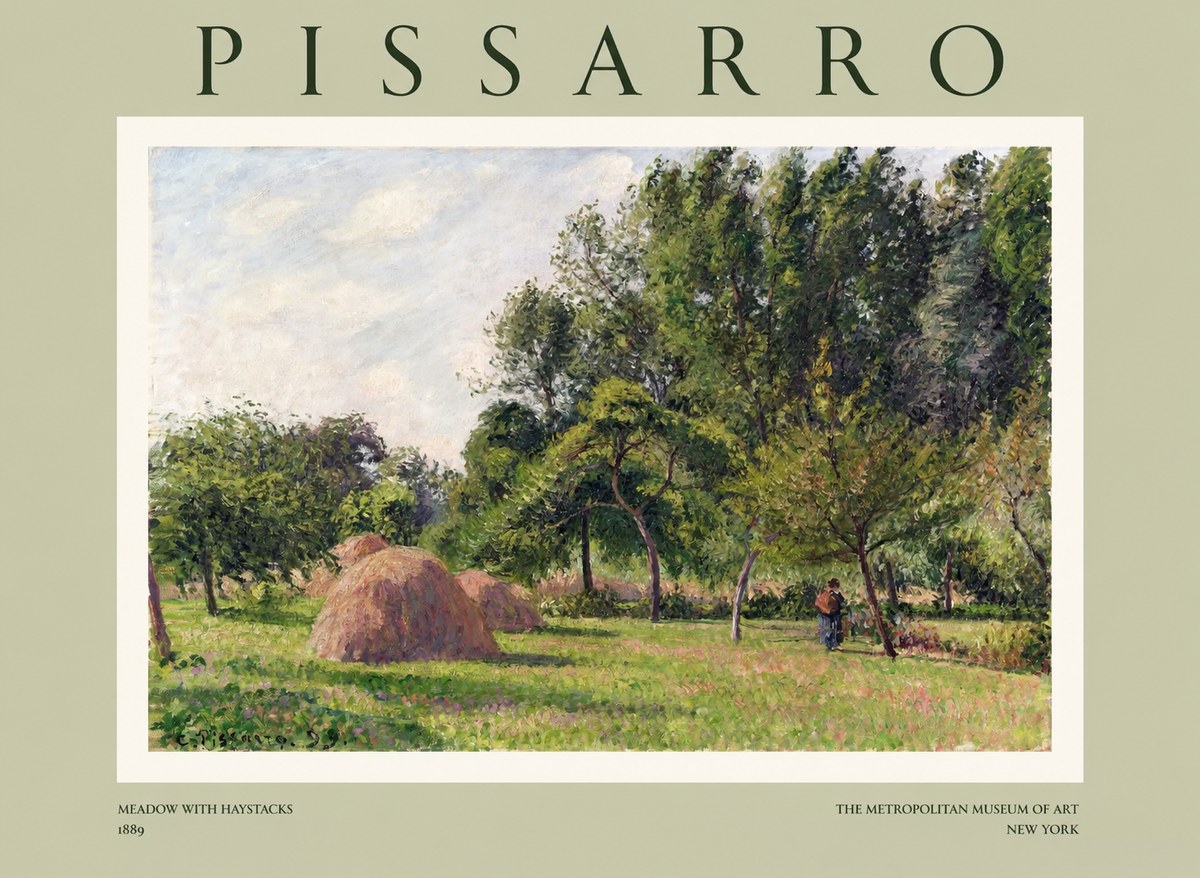 Pissarro Meadow with Haystacks No1 - Juliste