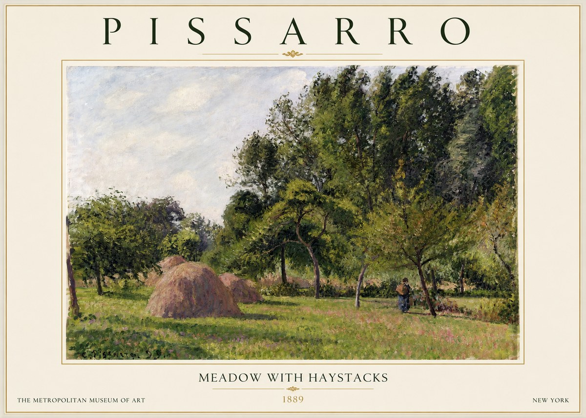 Pissarro Meadow with Haystacks No2 - Juliste