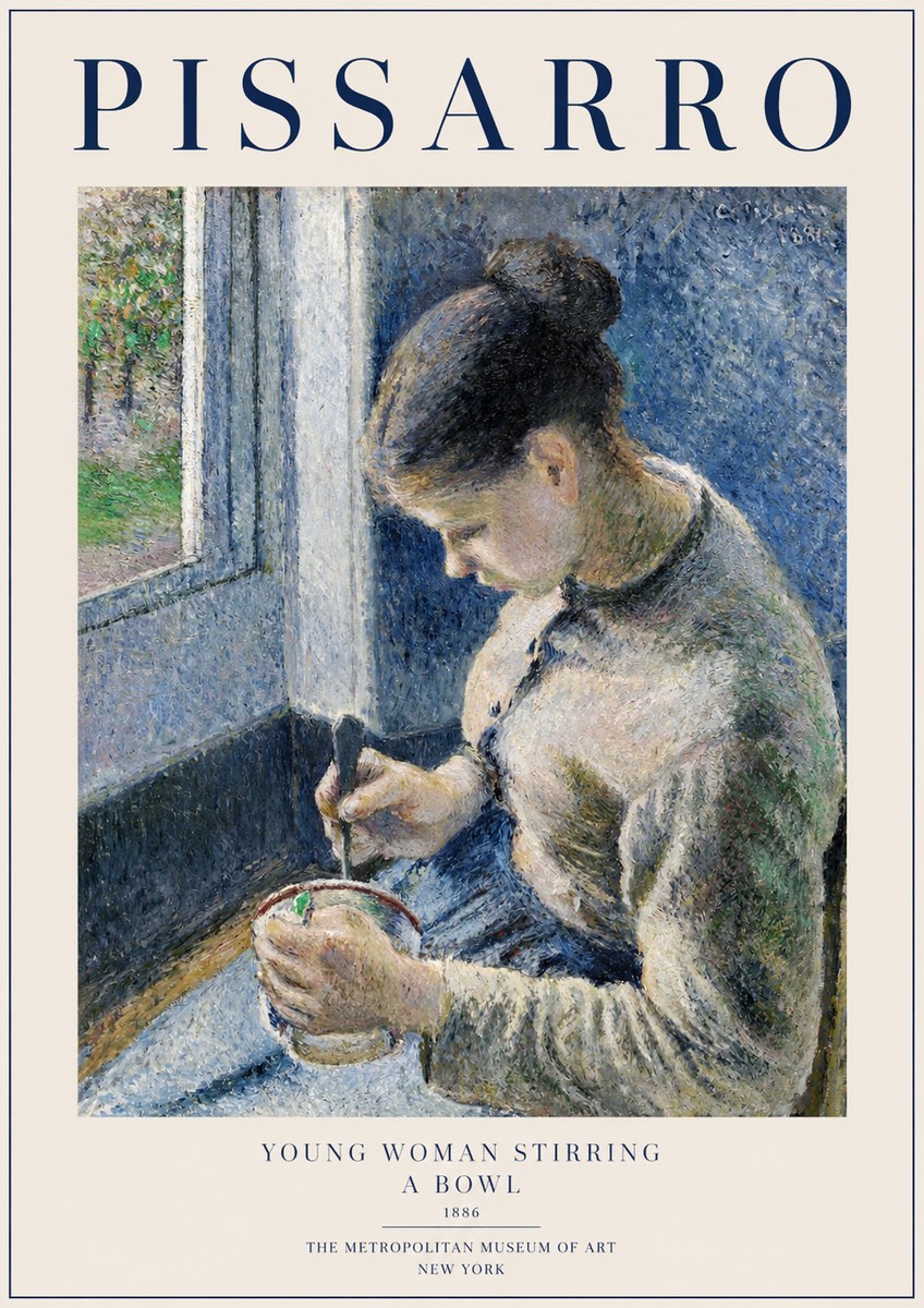 Pissarro Young Woman Stirring a Bowl No1 - Juliste