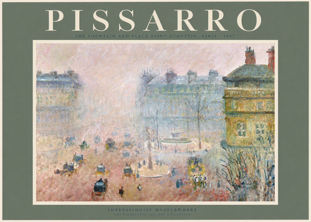 Pissarro The Fountain and Place Saint-augustin, Paris No2 - Juliste