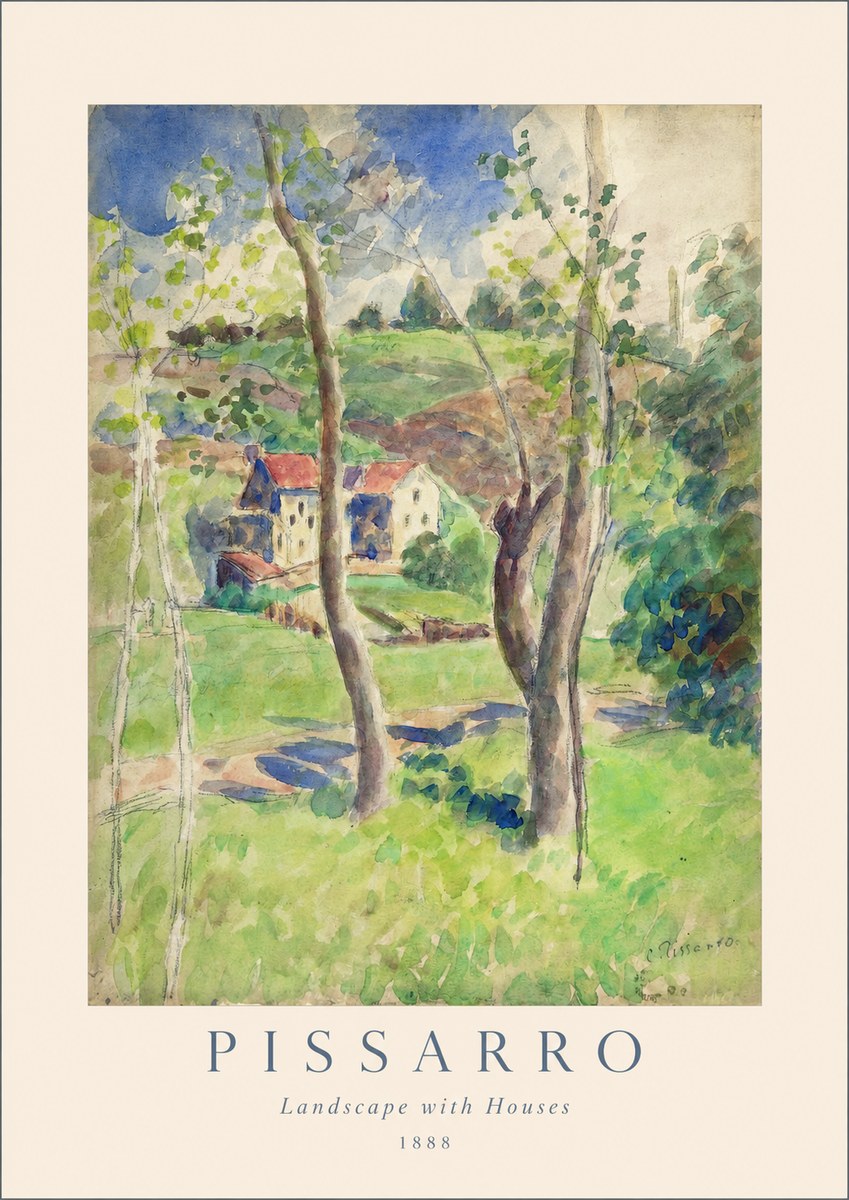 Pissarro Landscape with Houses No1 - Juliste