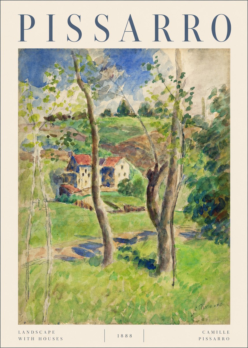 Pissarro Landscape with Houses No3 - Juliste