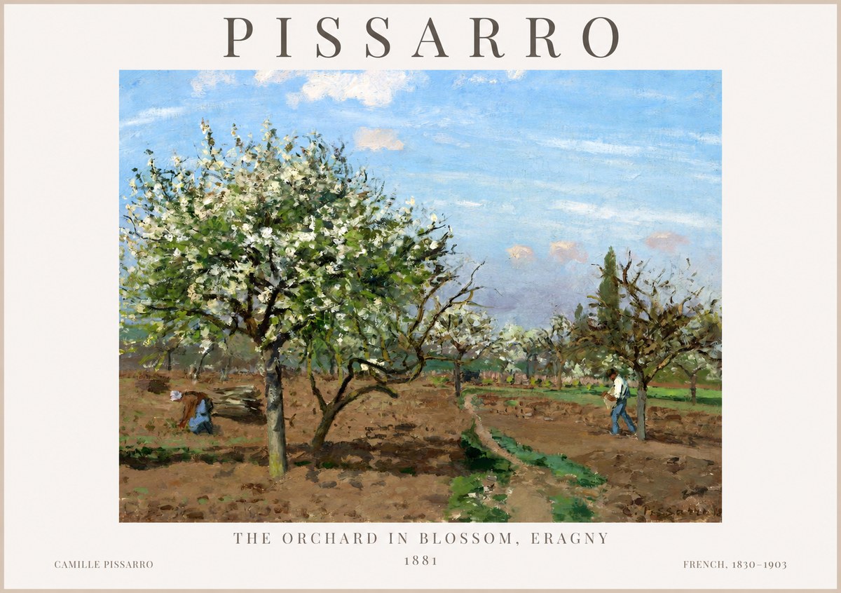 Pissarro The Orchard in Blossom, Eragny No1 - Juliste