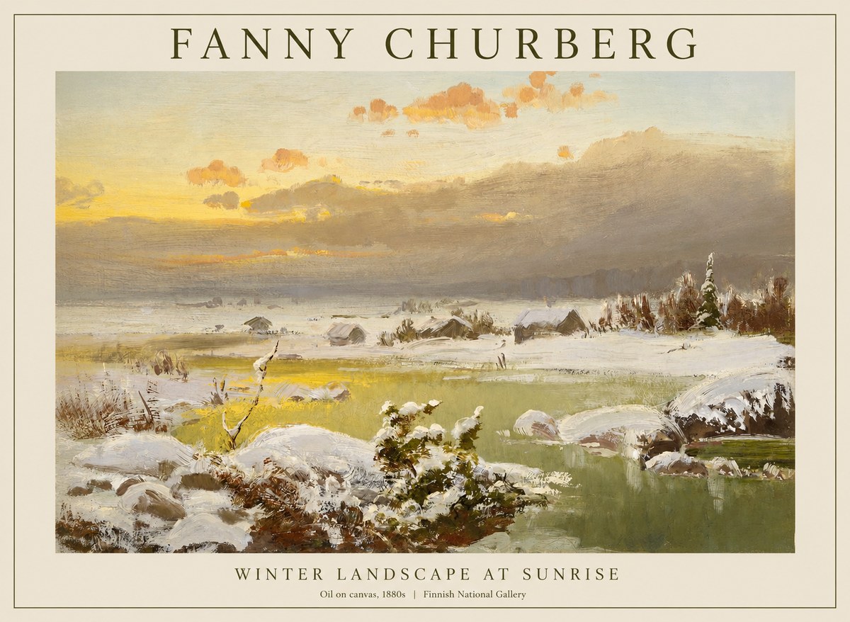 Fanny Churberg Winter Landscape at Sunrise No1 - Juliste
