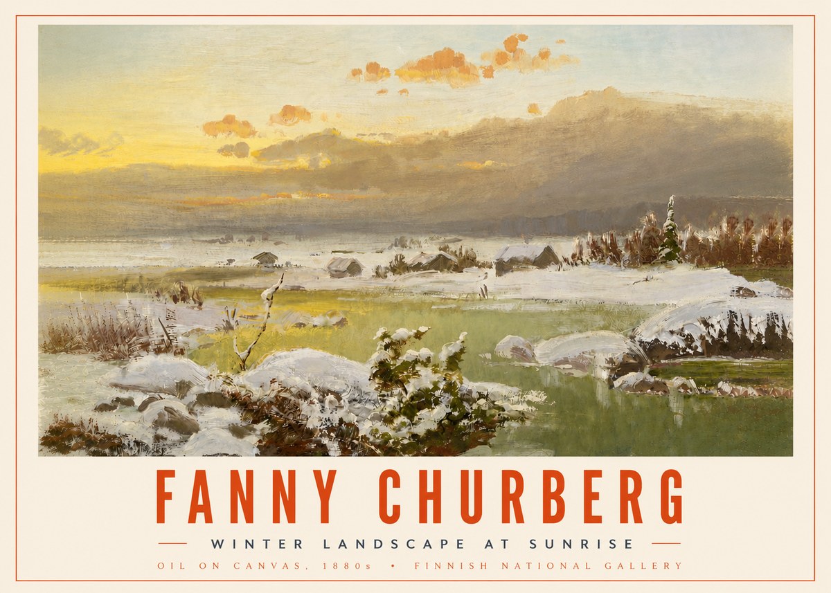 Fanny Churberg Winter Landscape at Sunrise No4 - Juliste