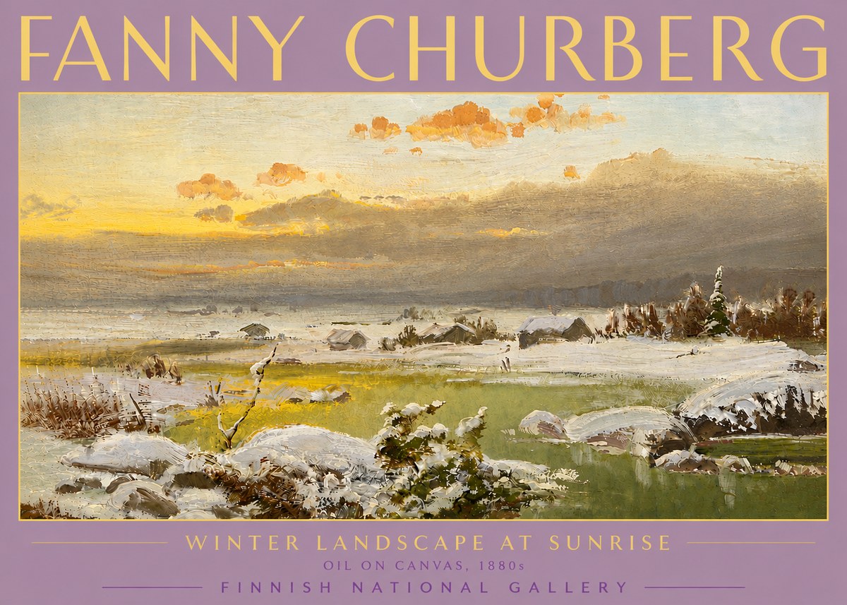 Fanny Churberg Winter Landscape at Sunrise No6 - Juliste