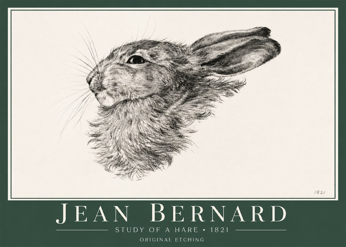 Jean Bernard Study of a Hare No4 - Juliste