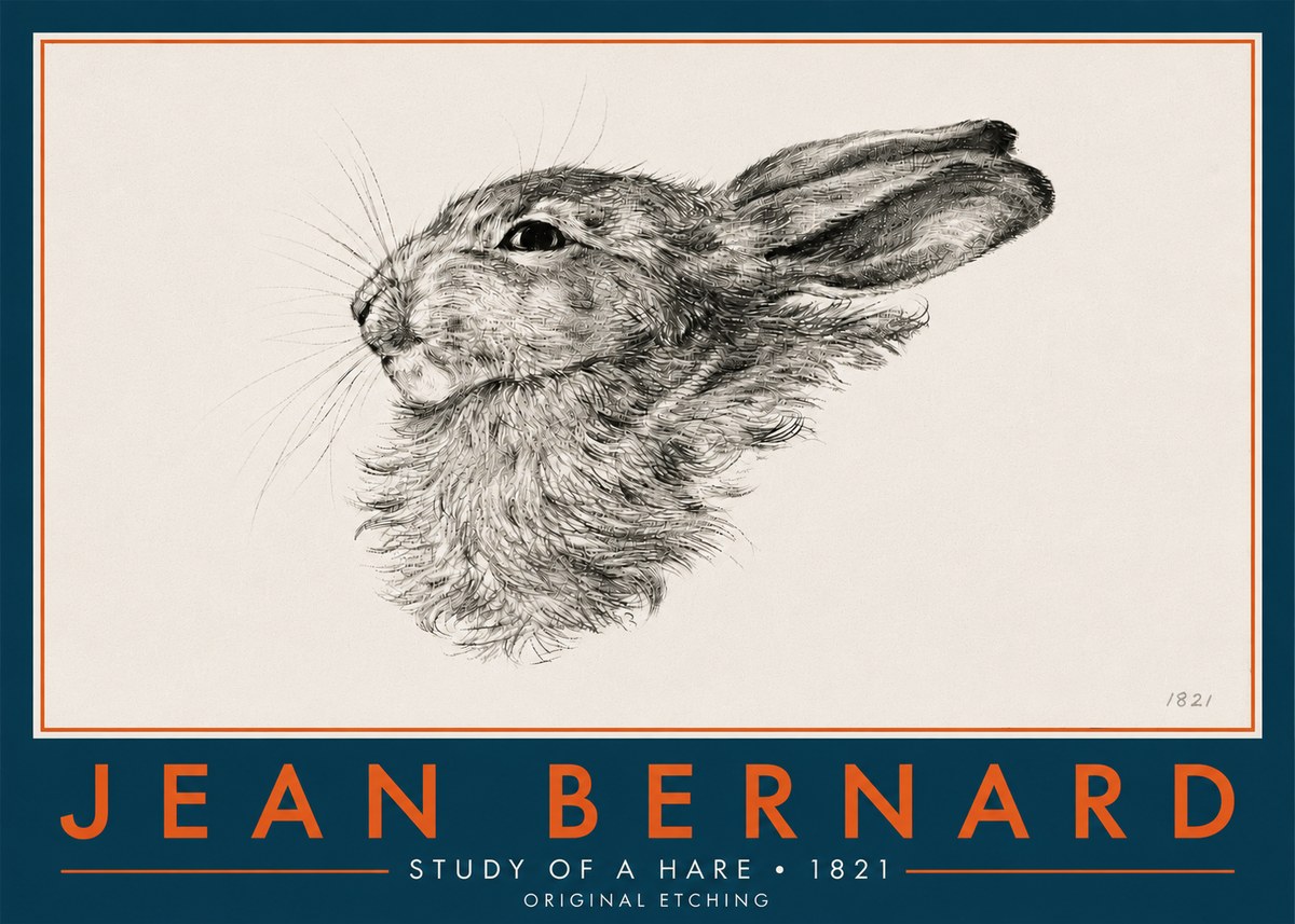 Jean Bernard Study of a Hare No6 - Juliste