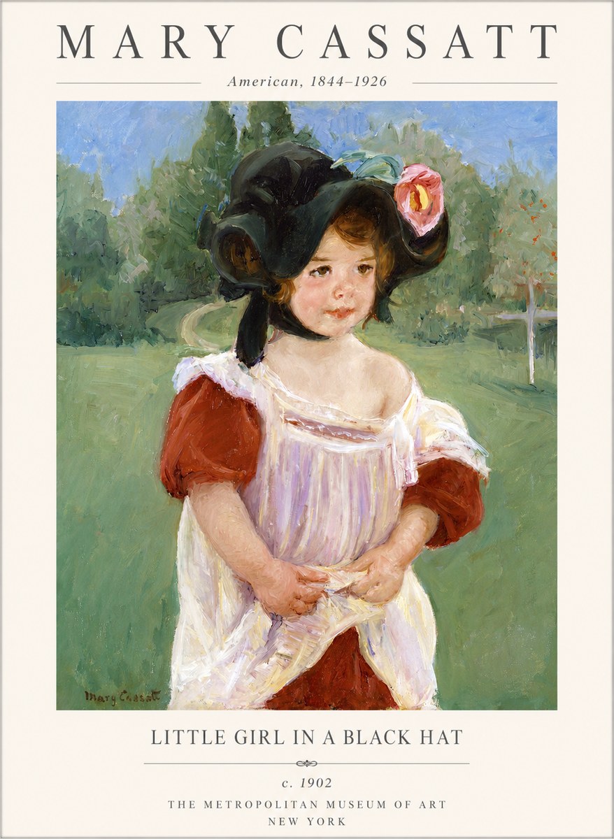 Mary Cassatt Little Girl in a Black Hat No1 - Juliste
