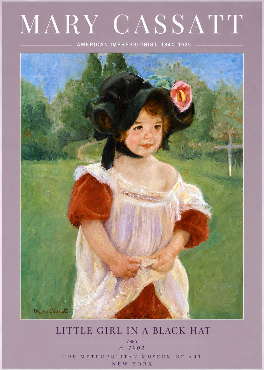 Mary Cassatt Little Girl in a Black Hat No5 - Juliste