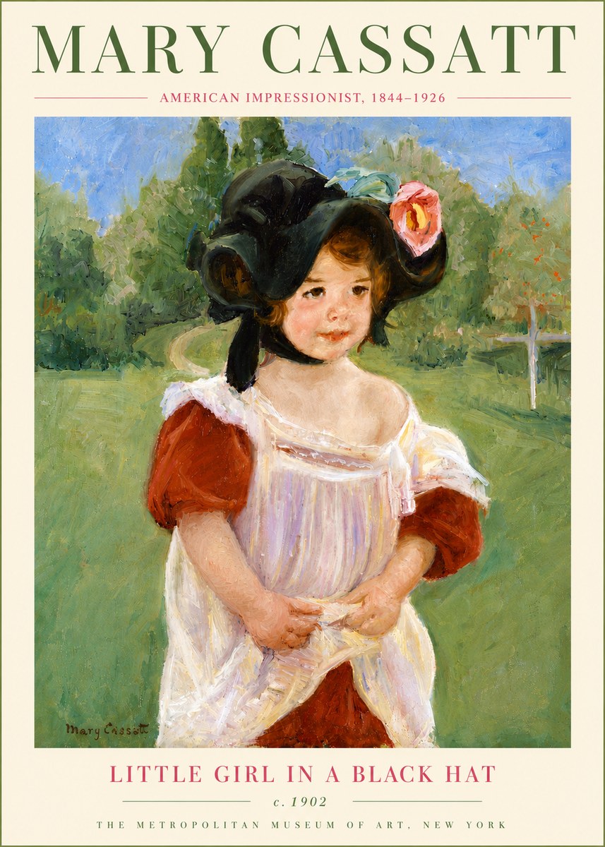 Mary Cassatt Little Girl in a Black Hat No6 - Juliste