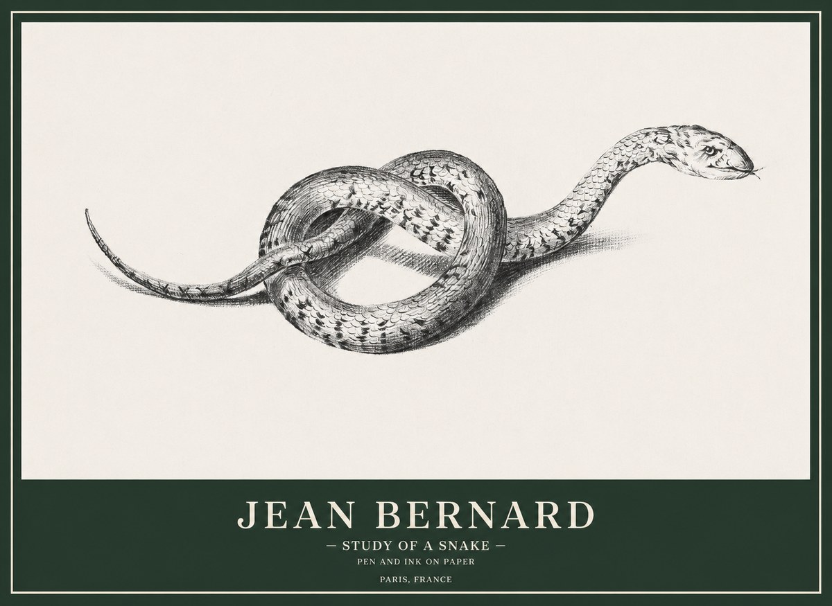Jean Bernard Study of a Snake No1 - Juliste