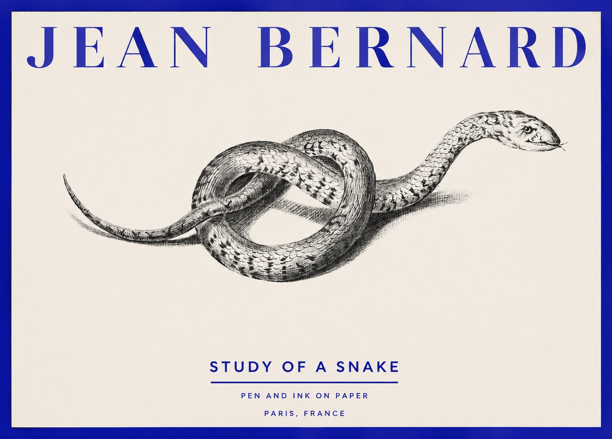 Jean Bernard Study of a Snake No2 - Juliste