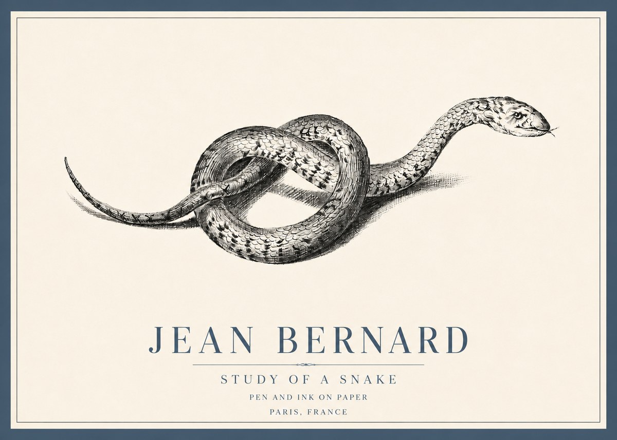 Jean Bernard Study of a Snake No4 - Juliste
