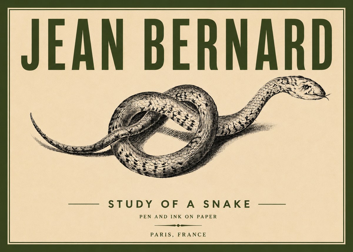 Jean Bernard Study of a Snake No6 - Juliste