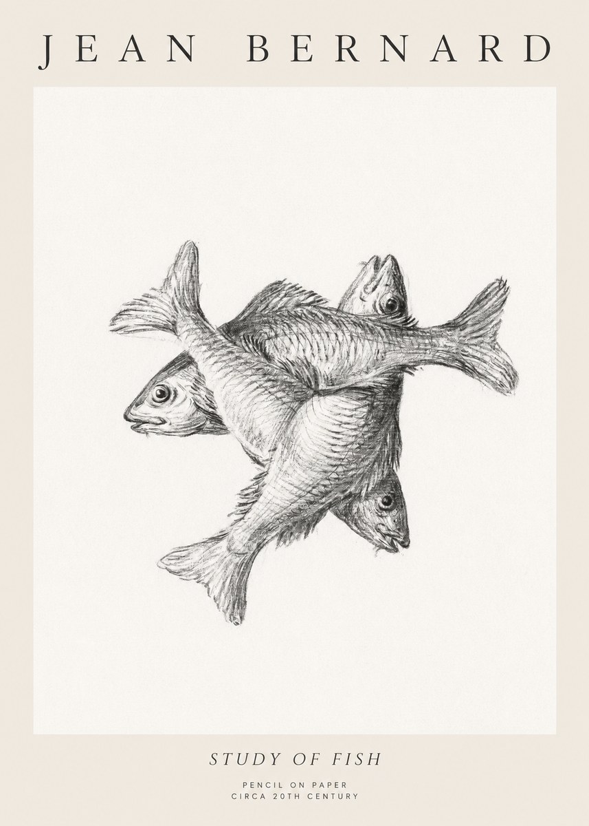Jean Bernard Study of Fish No1 - Juliste