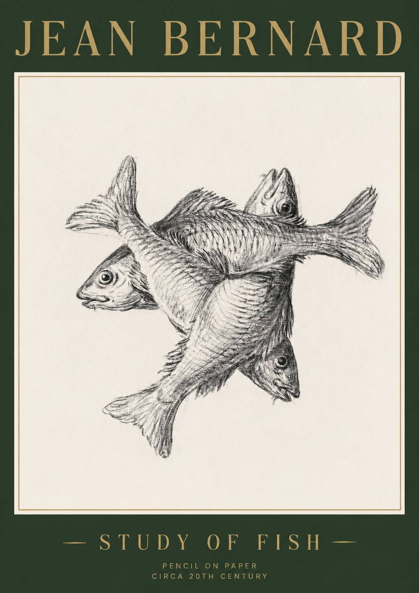 Jean Bernard Study of Fish No3 - Juliste