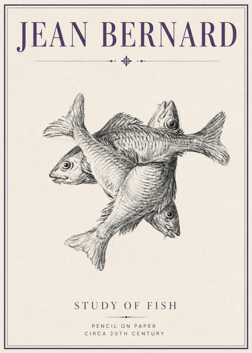 Jean Bernard Study of Fish No4 - Juliste