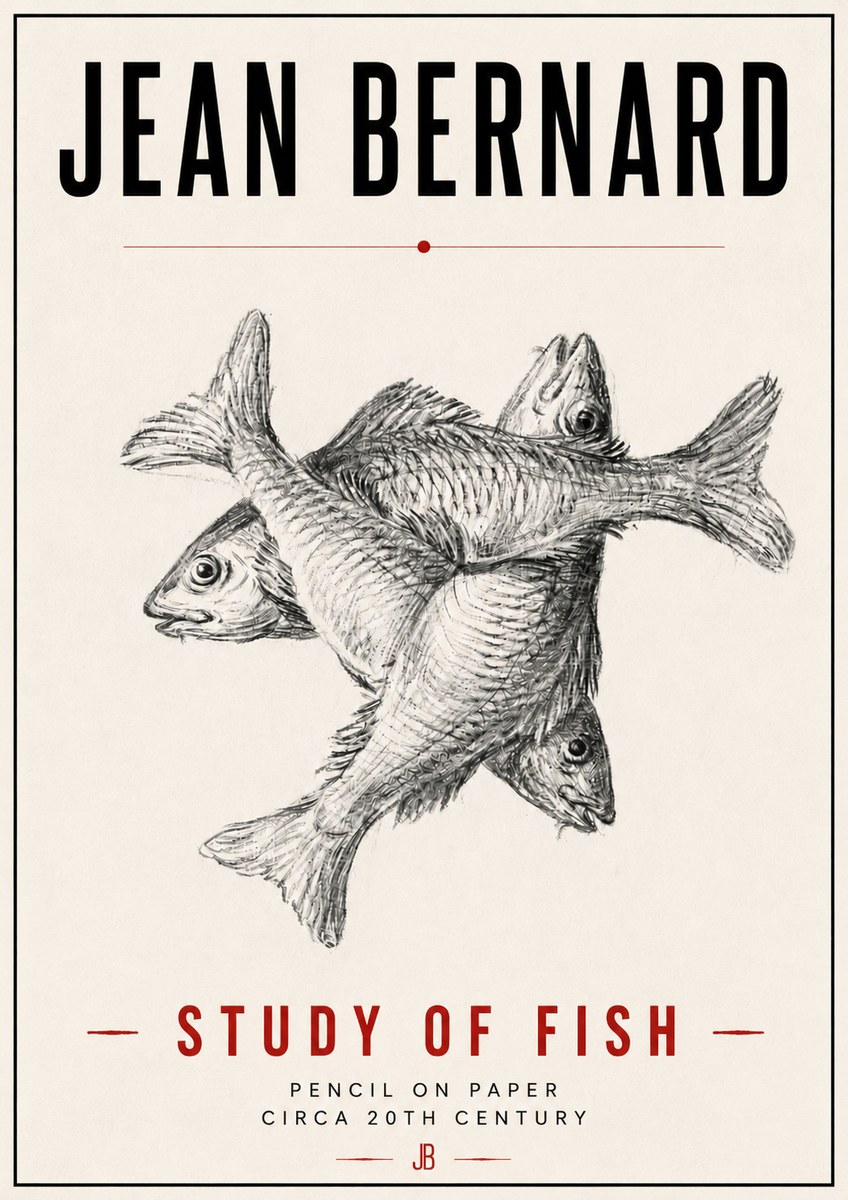 Jean Bernard Study of Fish No6 - Juliste