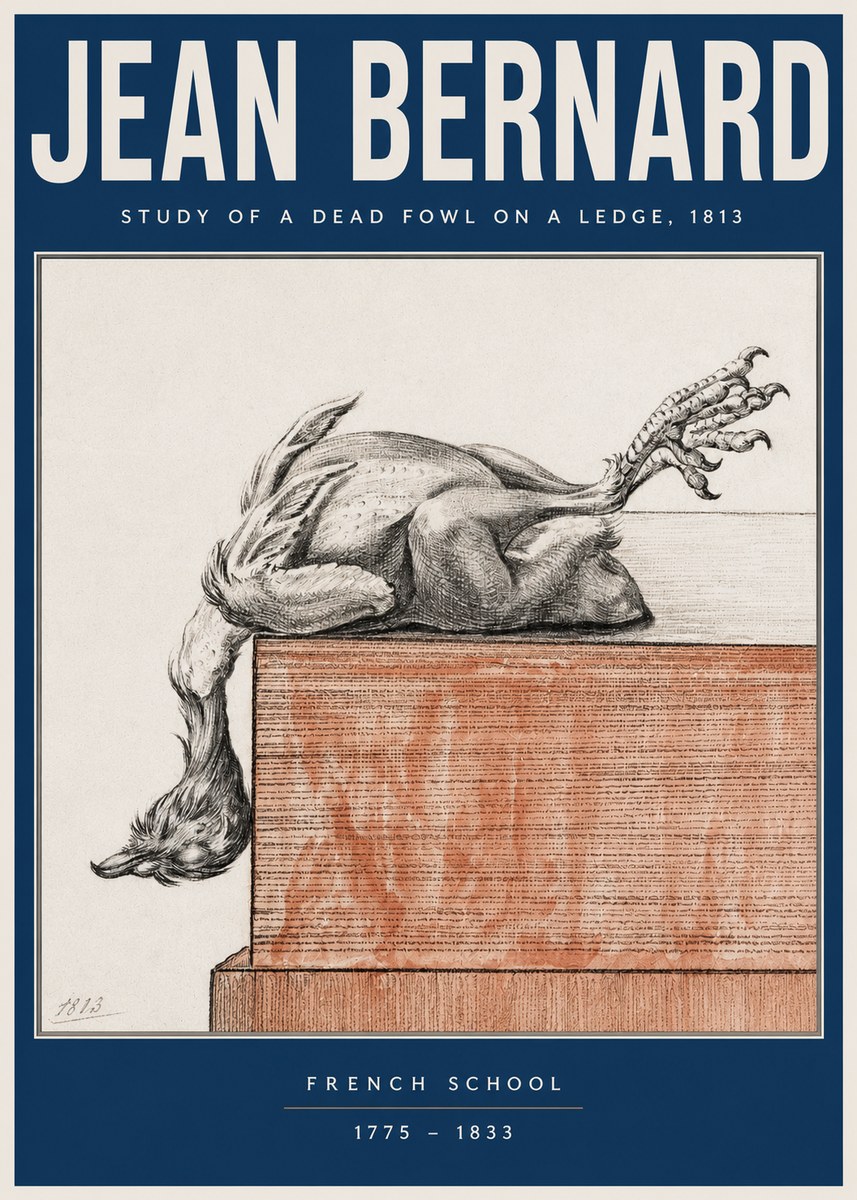 Jean Bernard Study of a Dead Fowl on a Ledge, 1813 No3 - Juliste