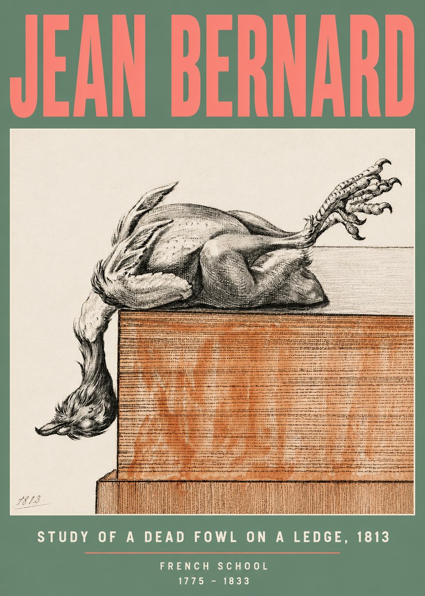 Jean Bernard Study of a Dead Fowl on a Ledge, 1813 No5 - Juliste