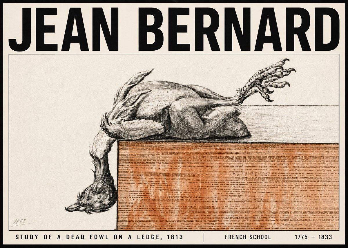 Jean Bernard Study of a Dead Fowl on a Ledge, 1813 No6 - Juliste