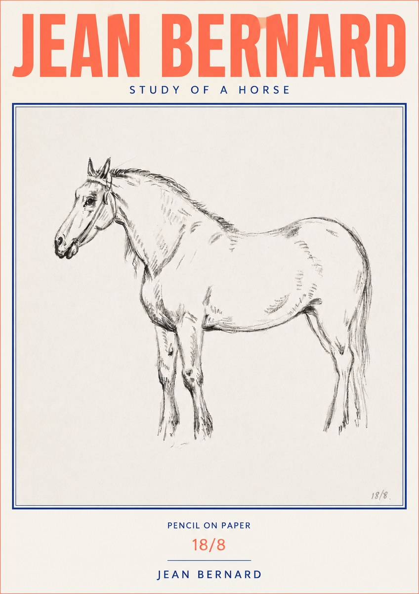 Jean Bernard Study of a Horse XVII No4 - Juliste