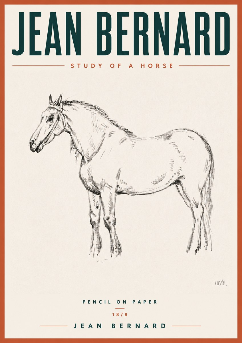 Jean Bernard Study of a Horse XVII No6 - Juliste