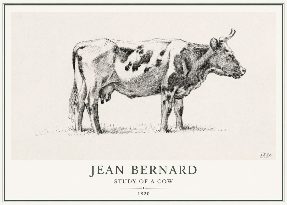 Jean Bernard Study of a Cow XX No1 - Juliste
