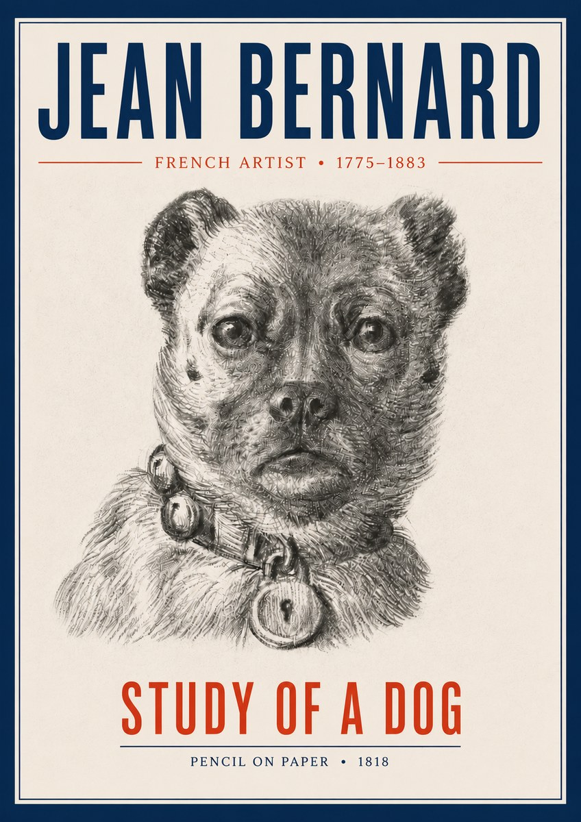 Jean Bernard Study of a Dog IV No4 - Juliste