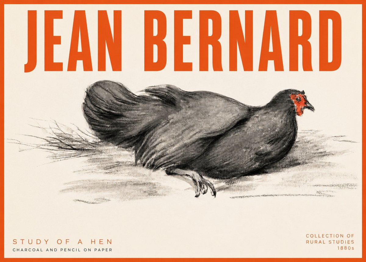 Jean Bernard Study of a Hen No2 - Juliste