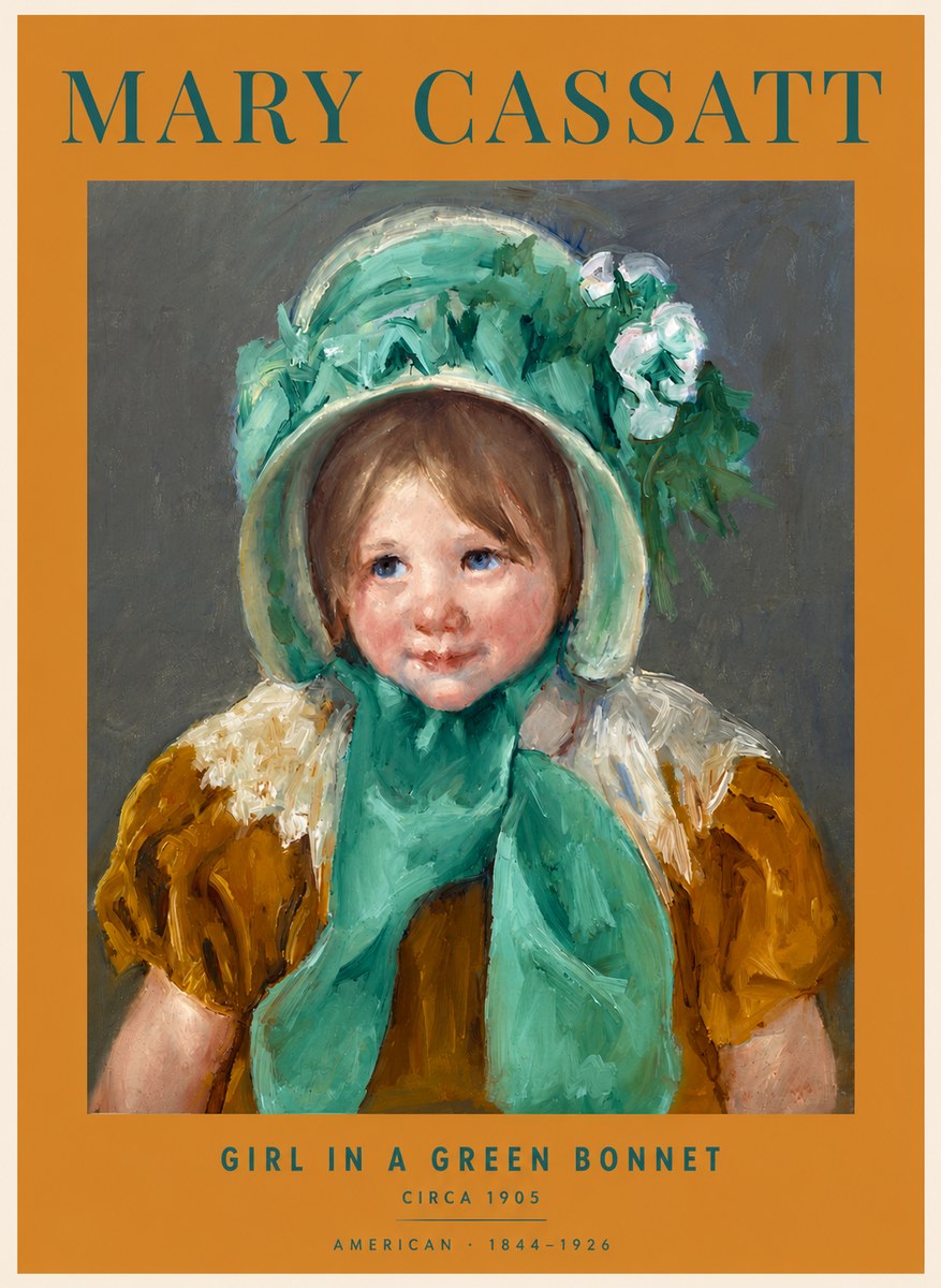 Mary Cassatt Girl in a Green Bonnet No4 - Juliste