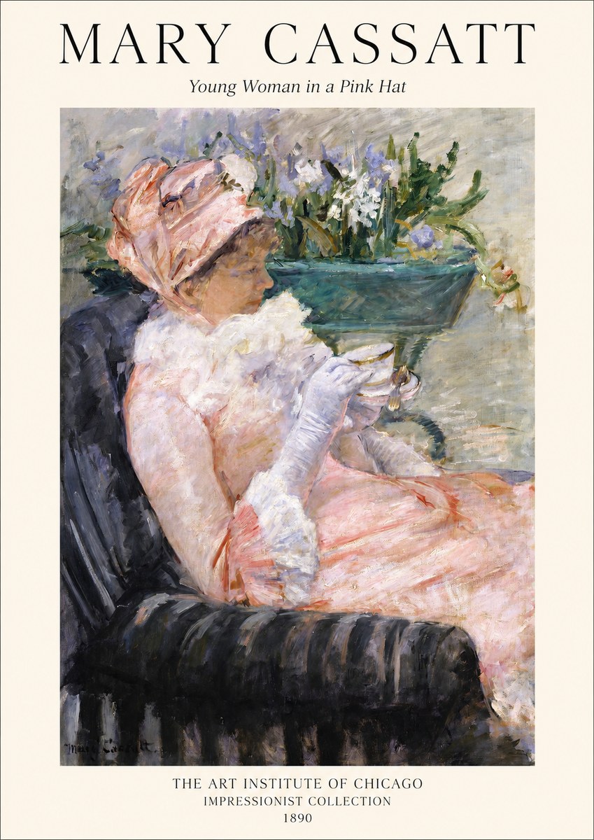 Mary Cassatt Young Woman in a Pink Hat No1 - Juliste