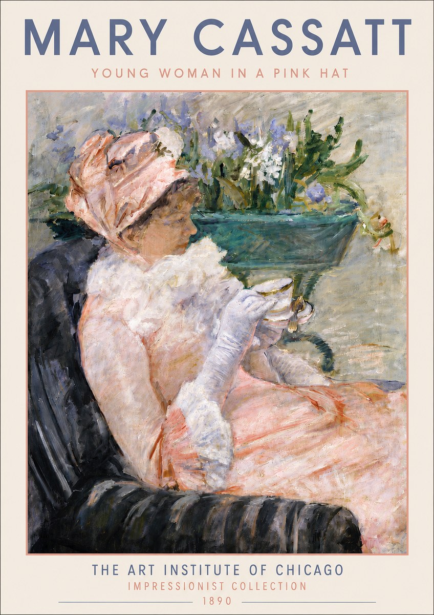 Mary Cassatt Young Woman in a Pink Hat No4 - Juliste