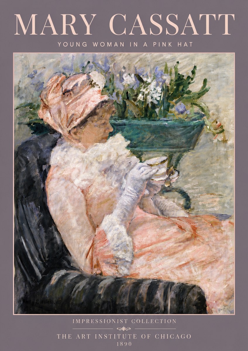Mary Cassatt Young Woman in a Pink Hat No5 - Juliste
